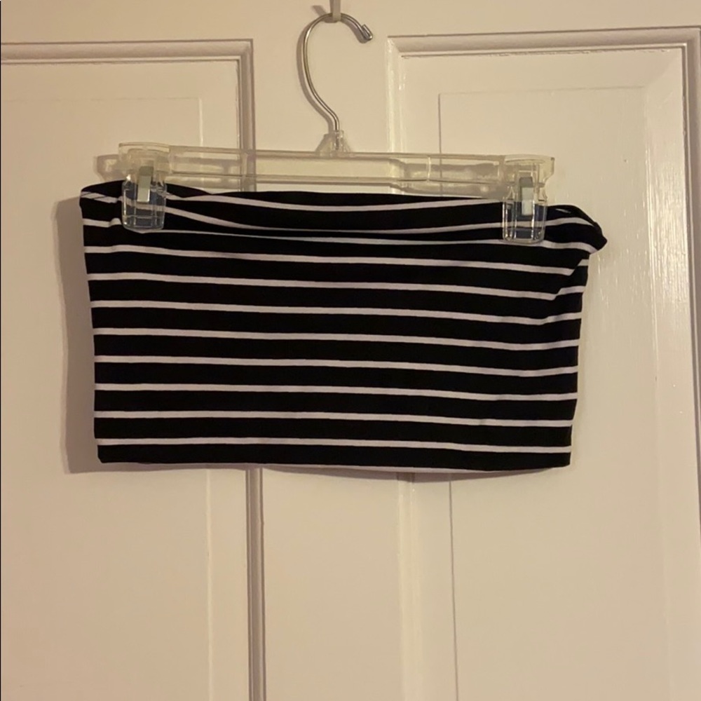 Black and white striped tube top